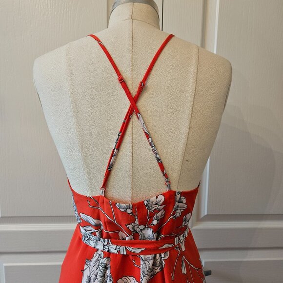 Yumi Kim Red Silk Floral Wrap Dress Size Medium - Picture 5 of 5